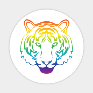 Rainbow tiger head close up Magnet